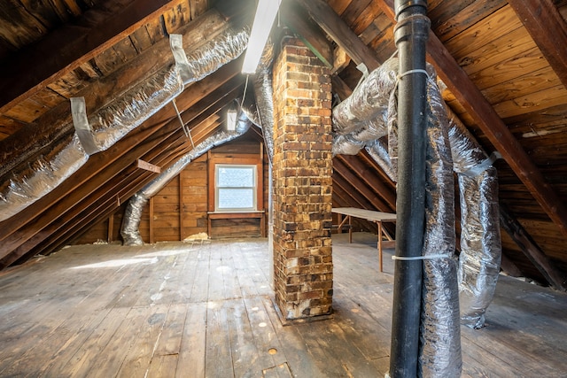 view of unfinished attic