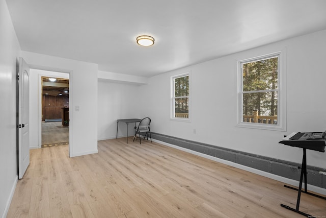 empty room featuring a healthy amount of sunlight and light hardwood / wood-style flooring