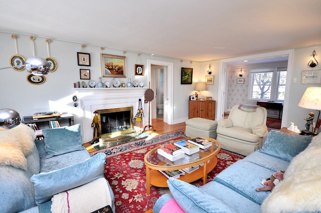 living room with wood-type flooring