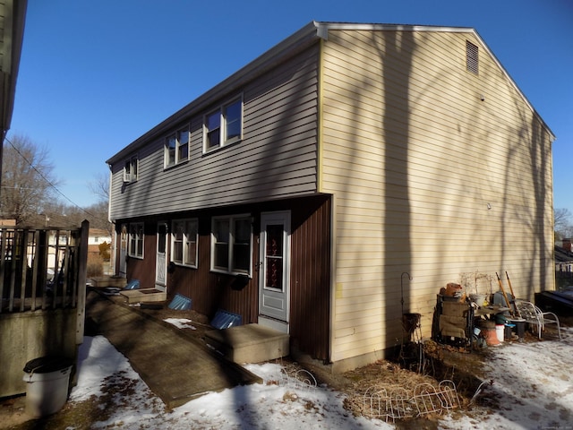 view of snow covered exterior