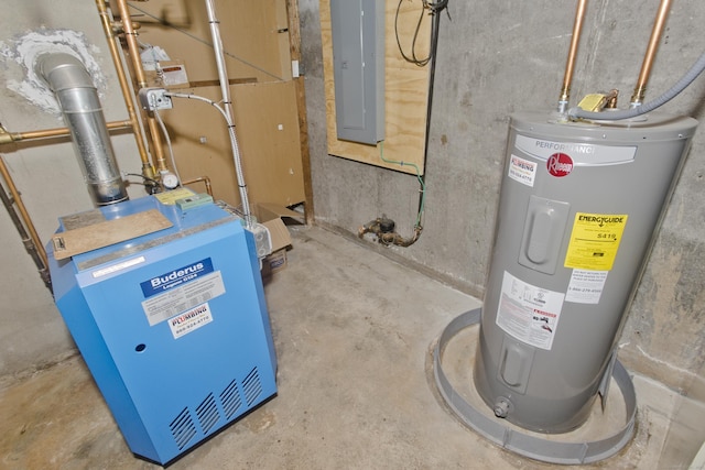 utilities with electric water heater and electric panel