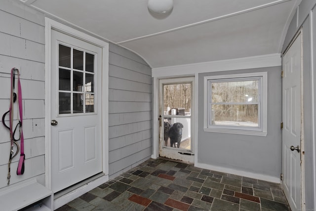 interior space with vaulted ceiling