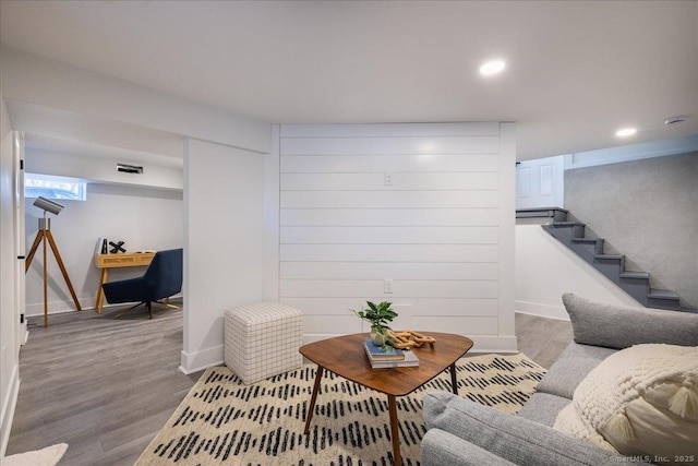 living room with wood-type flooring