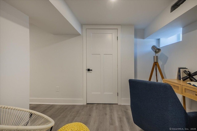 office area featuring hardwood / wood-style flooring