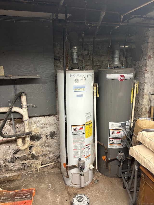 utility room with water heater