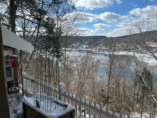 exterior space featuring a mountain view