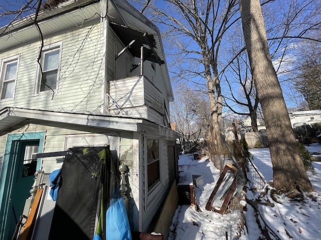 view of snowy exterior