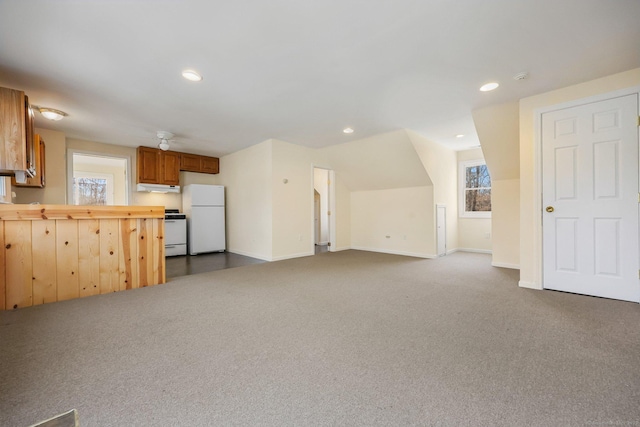 unfurnished living room with carpet floors