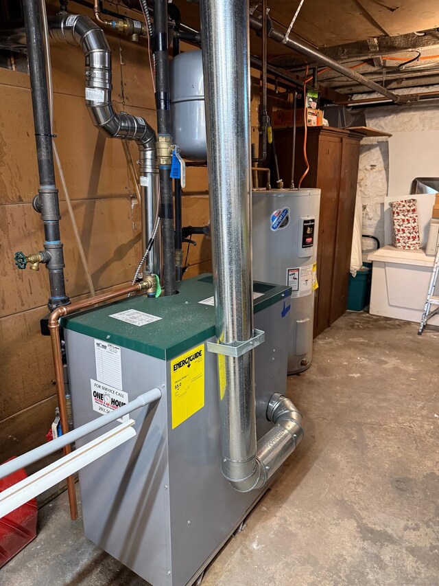 utility room featuring water heater