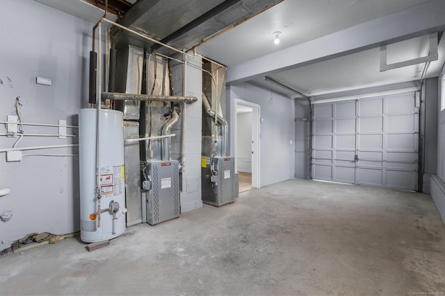 garage featuring gas water heater