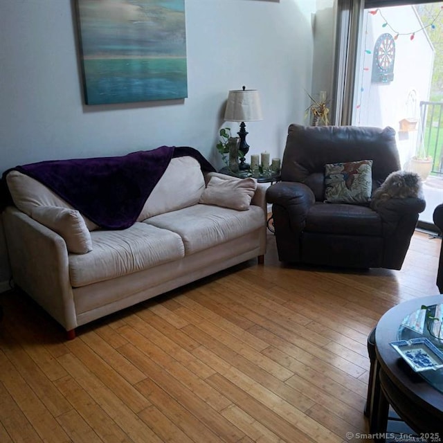 living room featuring light wood-type flooring