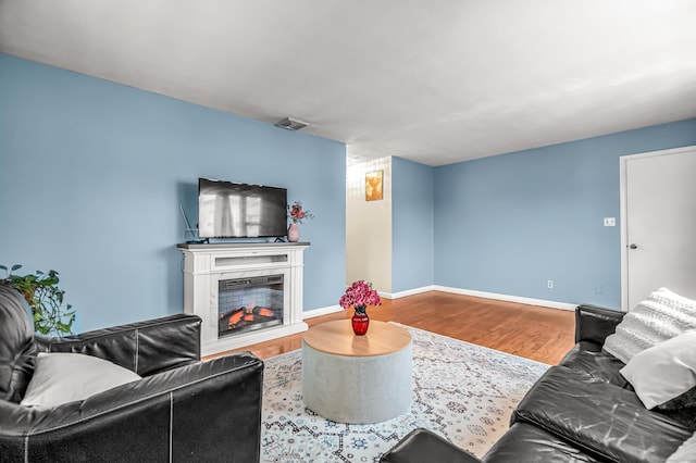 living room with hardwood / wood-style flooring