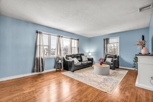 living room with hardwood / wood-style flooring