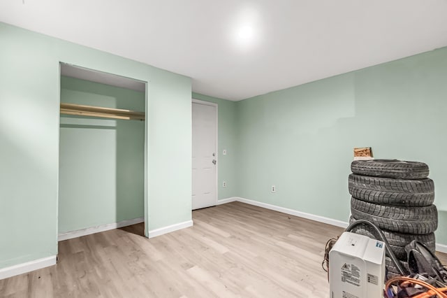 interior space with light hardwood / wood-style floors