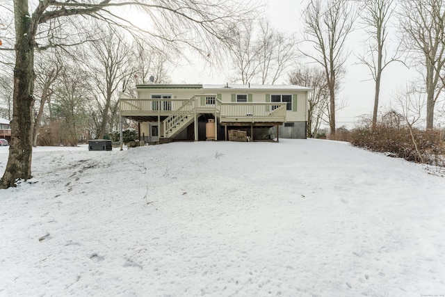 view of front of house with a wooden deck