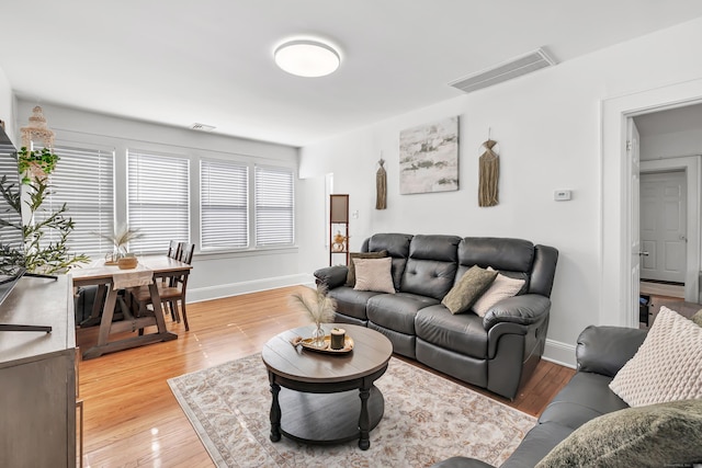 living room with wood-type flooring