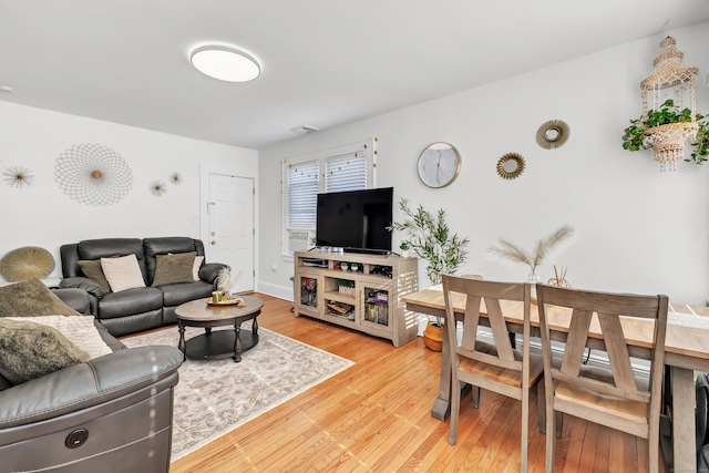 living room with light wood-type flooring