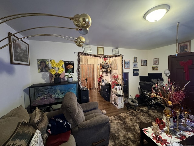 living room with hardwood / wood-style floors