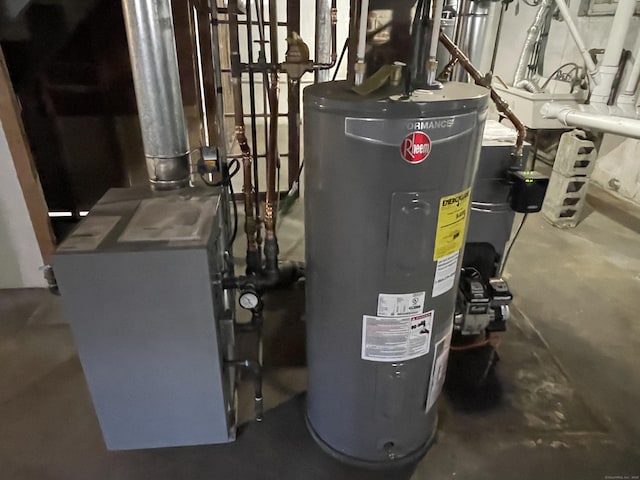 utility room with water heater