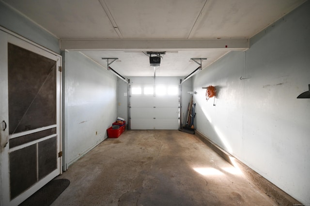 garage with a garage door opener