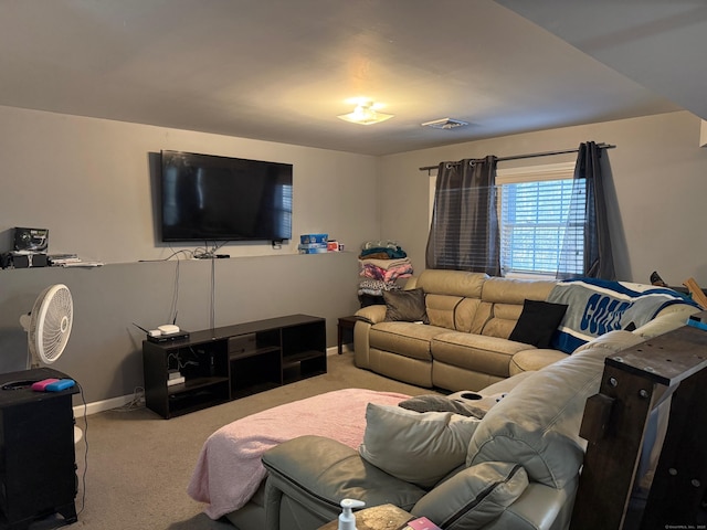 living room with light carpet