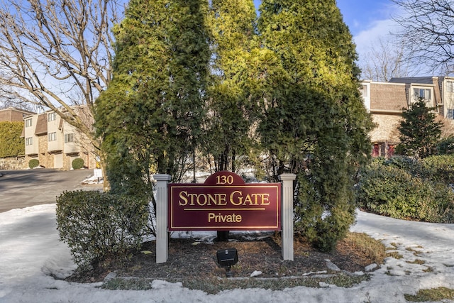 view of community sign