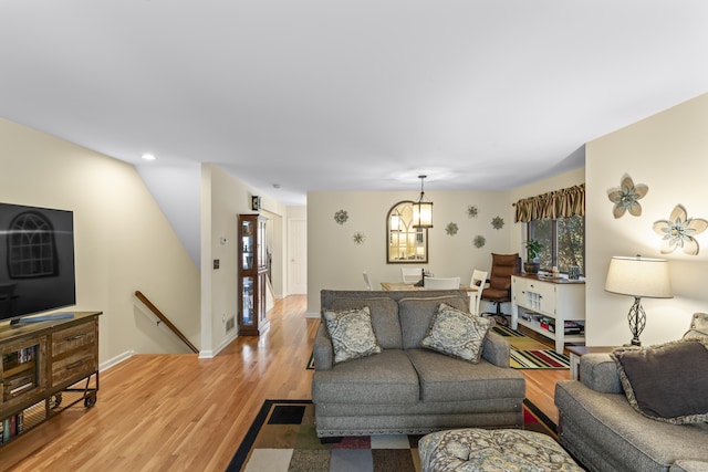 living room with light wood-style floors and baseboards