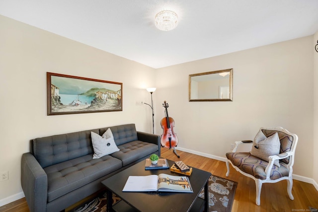 living room with hardwood / wood-style floors