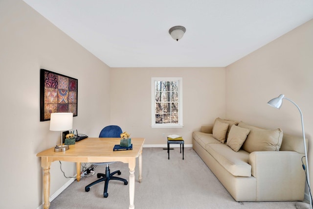 view of carpeted home office