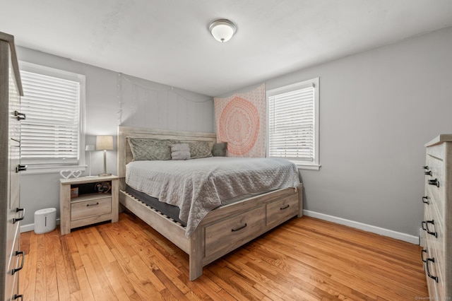 bedroom with light hardwood / wood-style flooring