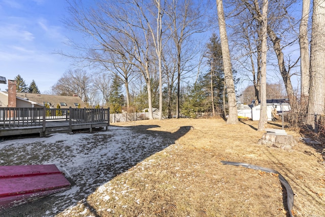 view of yard with a deck