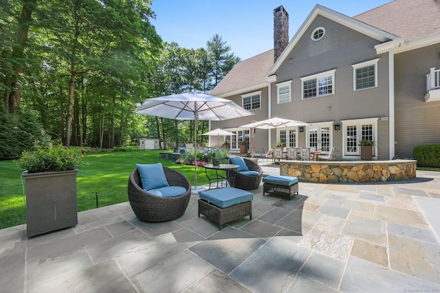 view of patio featuring french doors and an outdoor hangout area