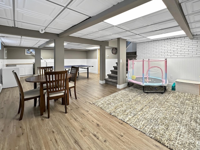 dining area featuring light wood-type flooring