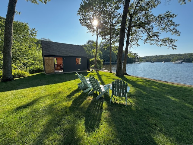 109 Elys Ferry Rd, Lyme, CT 06371 - view of grassy yard featuring a water view and an outdoor structure