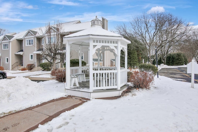 exterior space featuring a gazebo