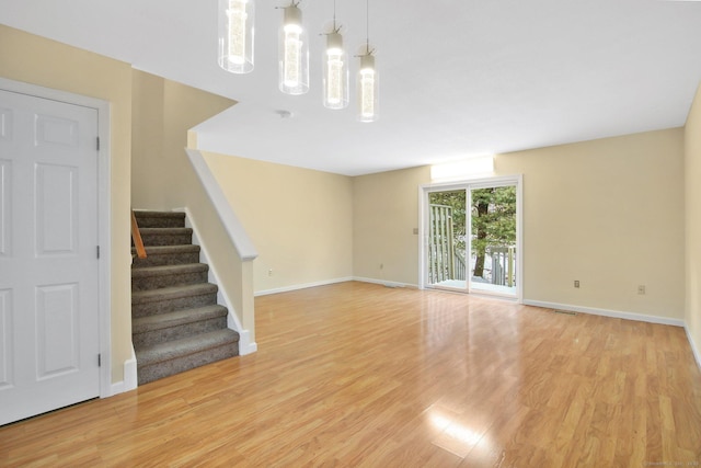 unfurnished living room featuring light hardwood / wood-style floors