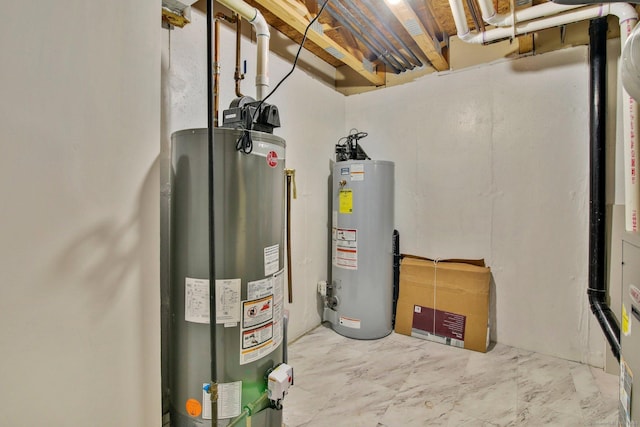 utility room with gas water heater