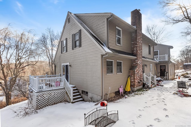 view of snow covered property