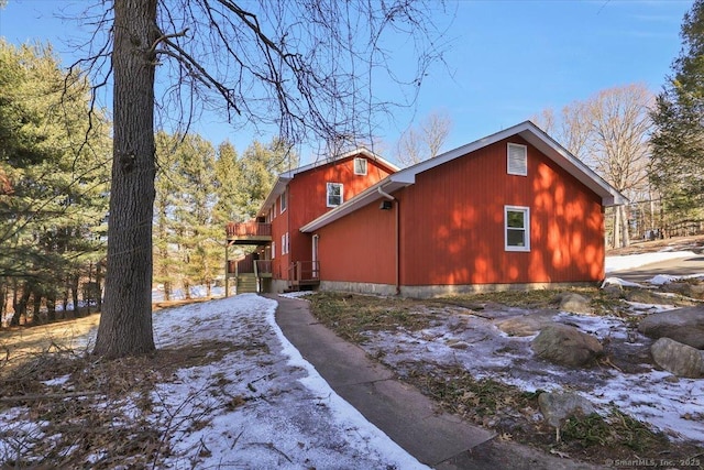 view of snow covered exterior