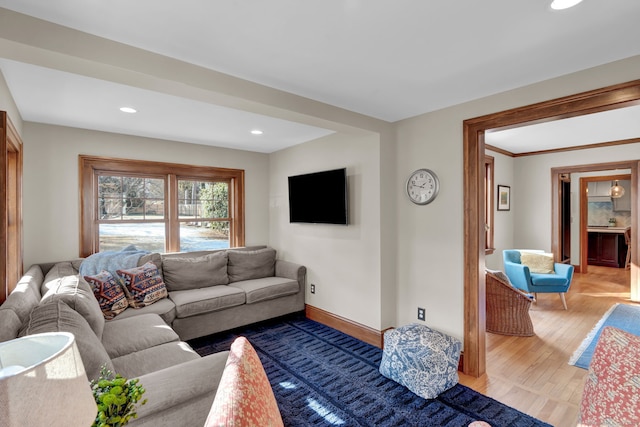 living room with wood-type flooring