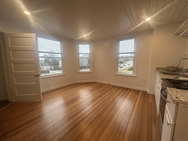 interior space with sink, light hardwood / wood-style flooring, and a wealth of natural light