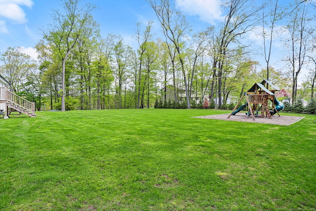 view of yard featuring a playground