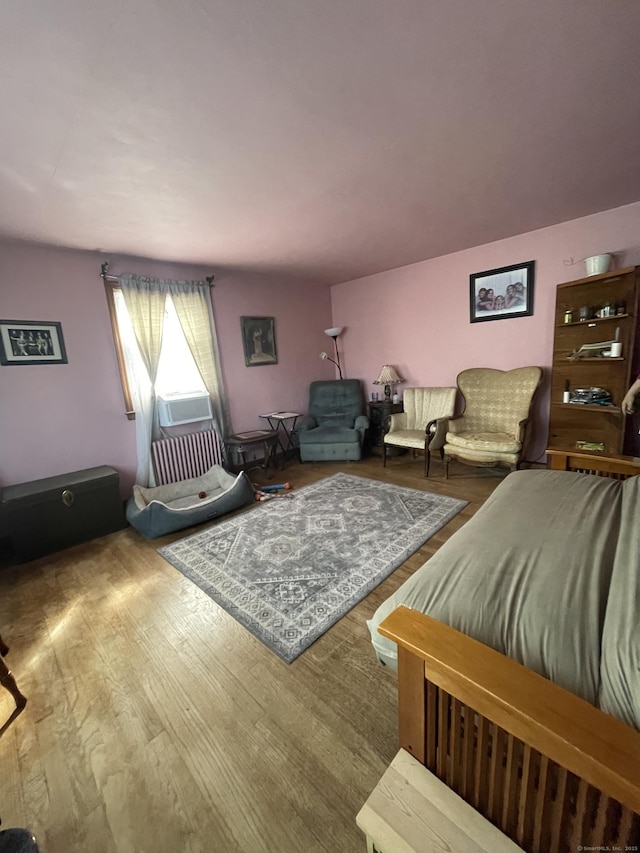 living room with hardwood / wood-style flooring