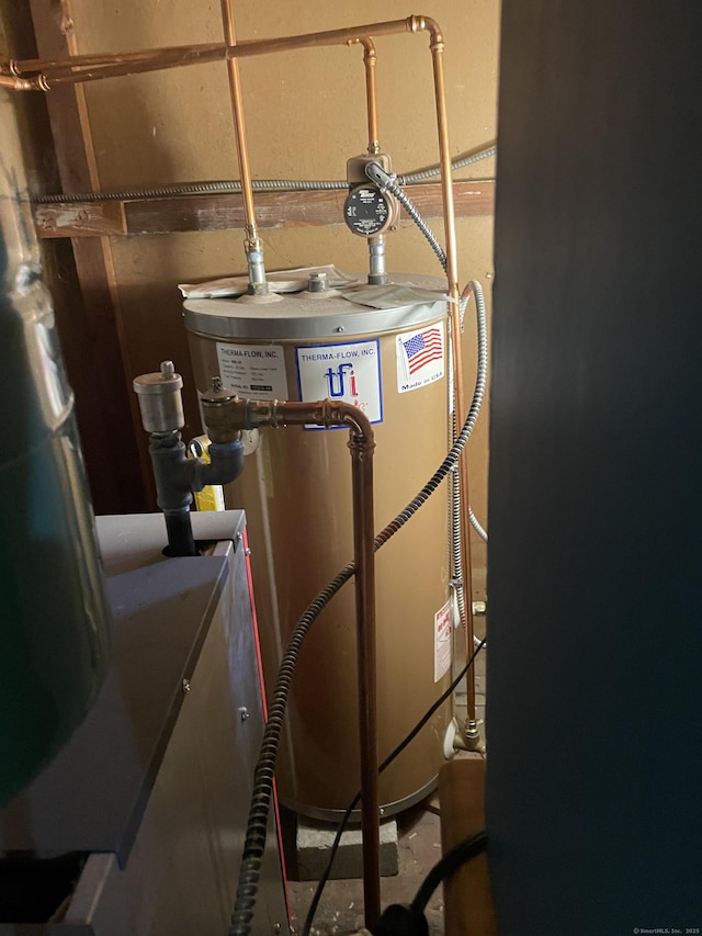 utility room with water heater