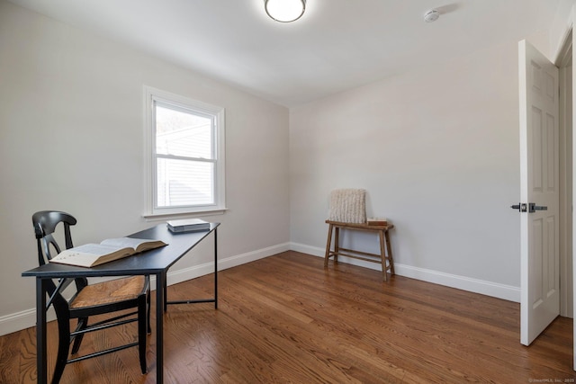 office space featuring dark hardwood / wood-style floors