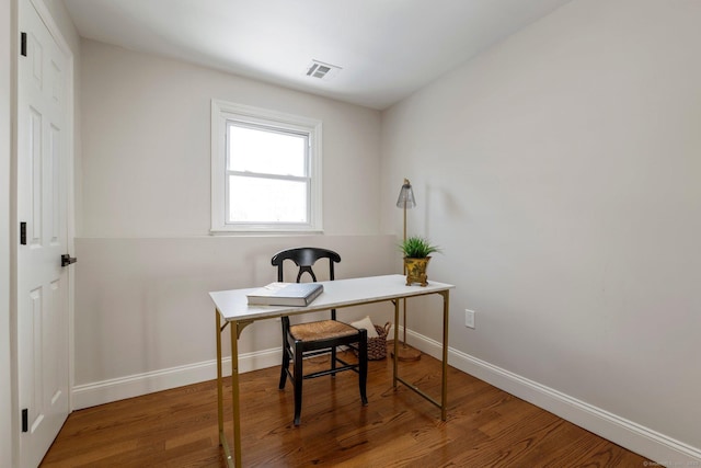 office area featuring hardwood / wood-style floors