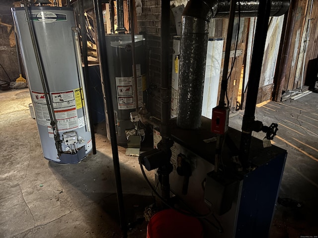 utility room featuring water heater