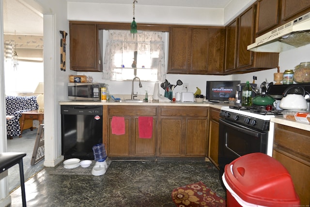 kitchen with a healthy amount of sunlight, sink, gas range oven, and dishwasher