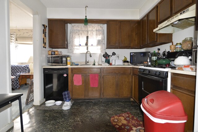 kitchen featuring sink and black appliances