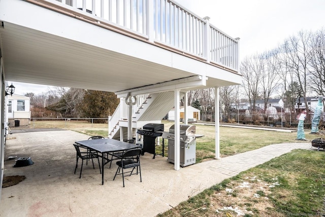 view of patio / terrace featuring a balcony and a grill